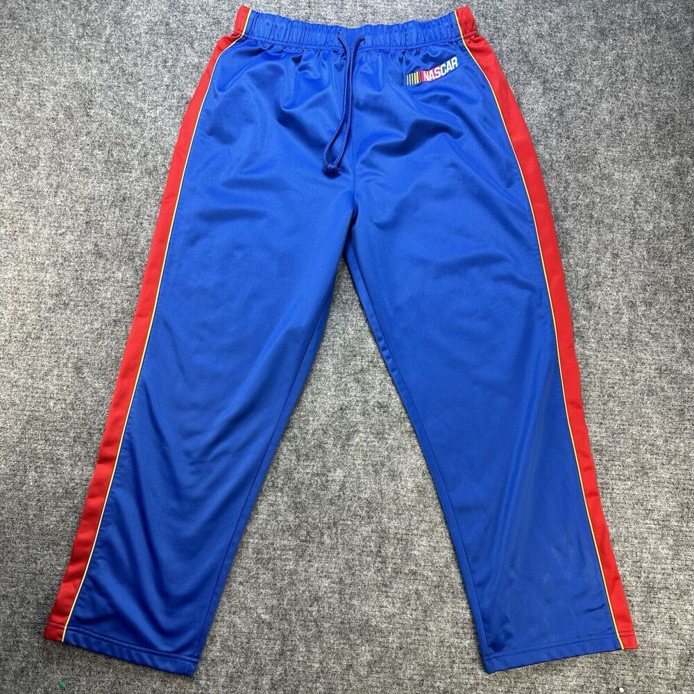 Nascar Women's Track Pants 14 16 Blue Red Embroidered Drawstring Racing Stripe